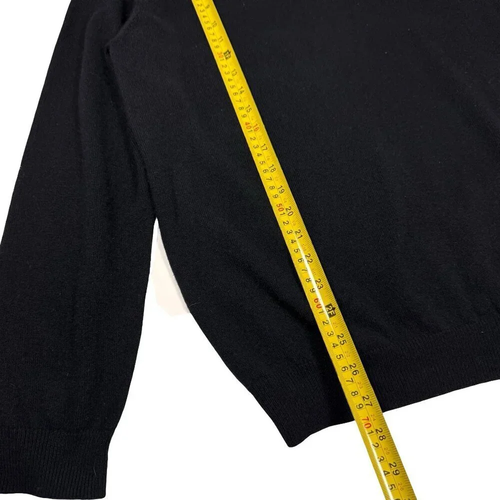 Turabury 100% Cashmere Mens V Neck Sweater Sz M Black Minimalist Preppy Work
